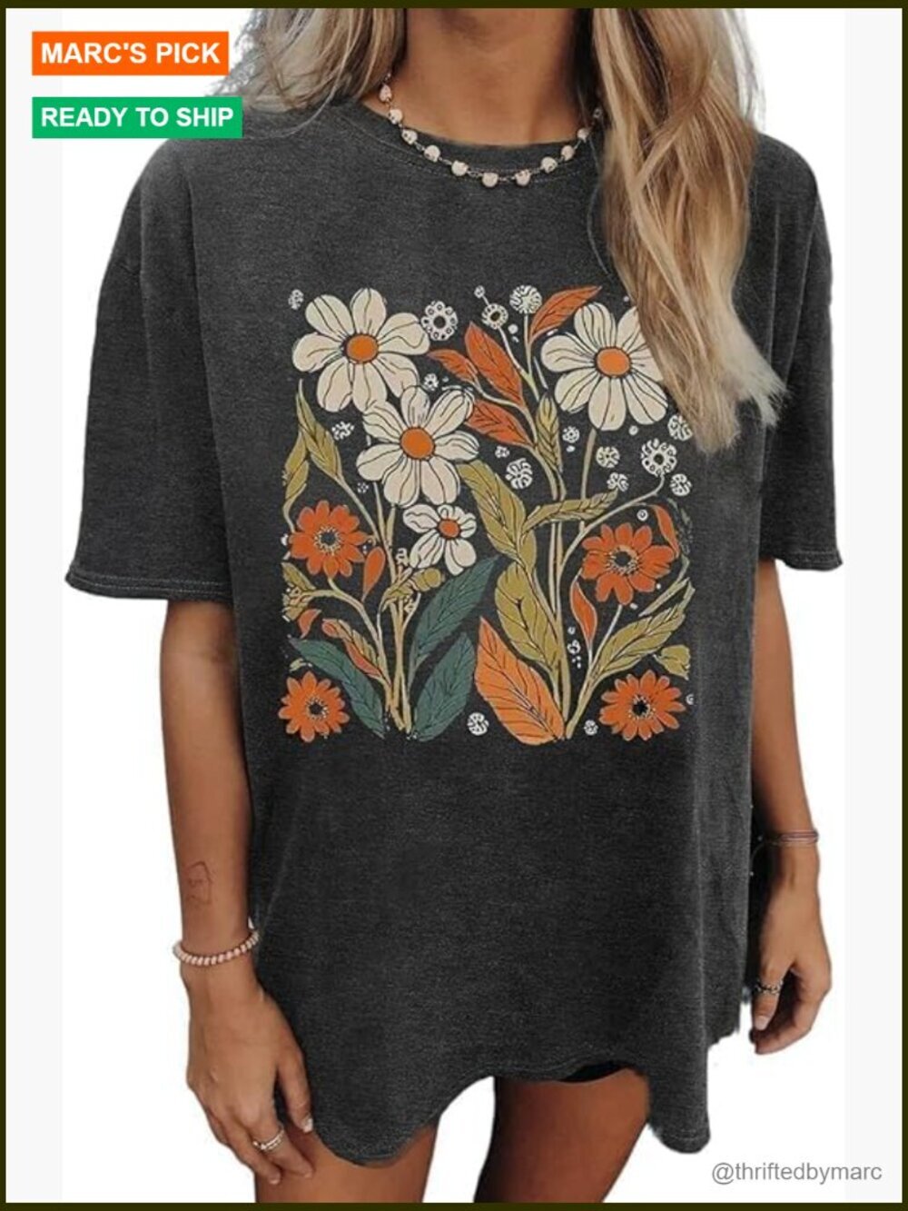 Oversized Vintage Graphic Tee Women's Loose Fit T-Shirt Music Guitar Design
